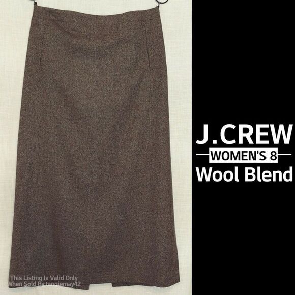 J.Crew Brown Tweed Ankle Length Wool Blend Maxi Pencil Skirt Womens 8 Medium EUC - Picture 1 of 10